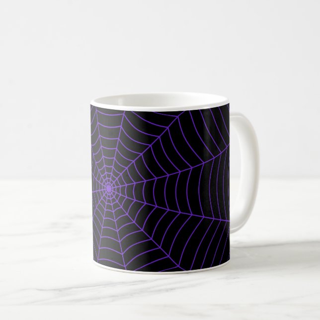 Black lila spindelnät Halloween mönster Kaffemugg (Framsida höger)