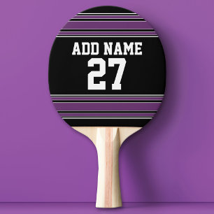 Black Lila Sports Jersey med ditt namn och nummer Pingisracket