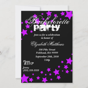 Black & Lila Stars Bachelorette Party-inbjudan Inbjudningar