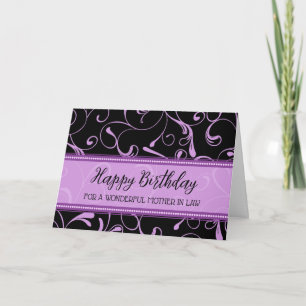 Black Lila Swirls Svärmor Birthday Card Kort