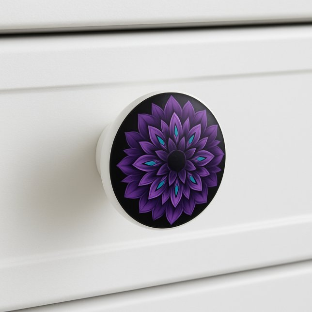 Black, Lila, Teal &  Mandala Ceramic Knob Knopp (Skapare uppladdad)