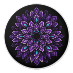 Black, Lila, Teal & Mandala Ceramic Knob Knopp