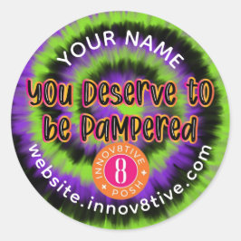 Black Lila Tie Dye Innov8tive Posh-etikett Runt Klistermärke