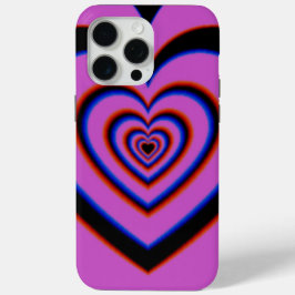 Black Lila Trippy Hypnotic Heart Kärlek Mönster