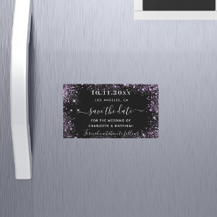 Black lila violet bröllop spara datum magnet