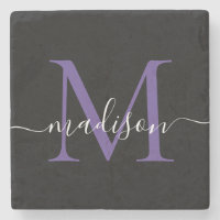 Black Lila Violet Monogram Feminine-skript Namn