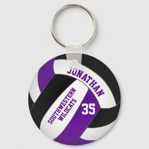 Black lila volleyball player och team namn nyckelring