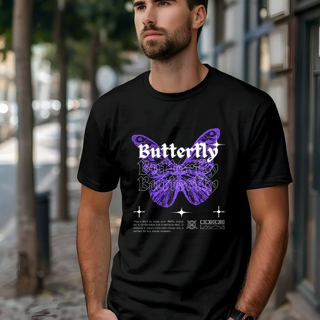 Black Lila & White Modern Illustrated Butterfly T Shirt (Skapare uppladdad)