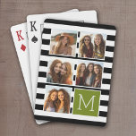 Black Limpe Stripe Photo Collage Anpassningsbar Mo Spel Kort<br><div class="desc">Bakgrunden innehåller ett tillvalsformat rand Mönster - fem fyrkantiga Användor för att skapa en unik och personlig gåva. Eller så kan du behålla hipstervalpen och göra ett trendig till keepy. Om du behöver justera bilder klickar du på verktyg för att anpassa ändringar.</div>