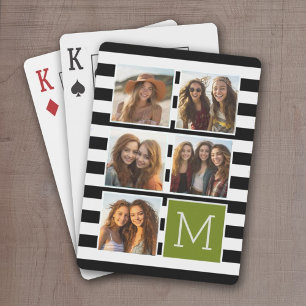 Black Limpe Stripe Photo Collage Anpassningsbar Mo Spel Kort