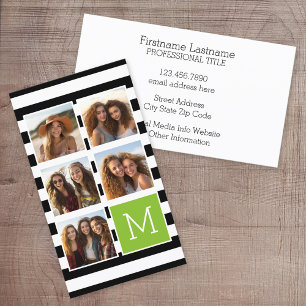 Black Limpe Stripe Photo Collage Anpassningsbar Mo Visitkort