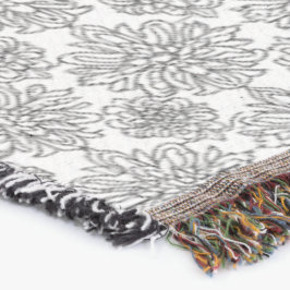 Black Line Blommigt Chrysanthemum Art Filt