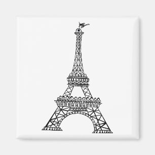 Black Line Eiffel Torn Magnet