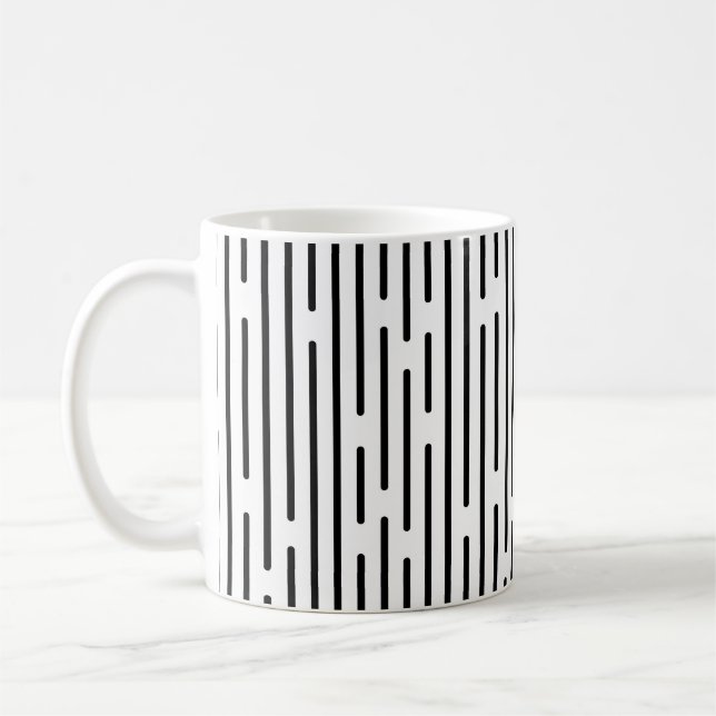 Black Line Geometric Pattern  Kaffemugg (Vänster)
