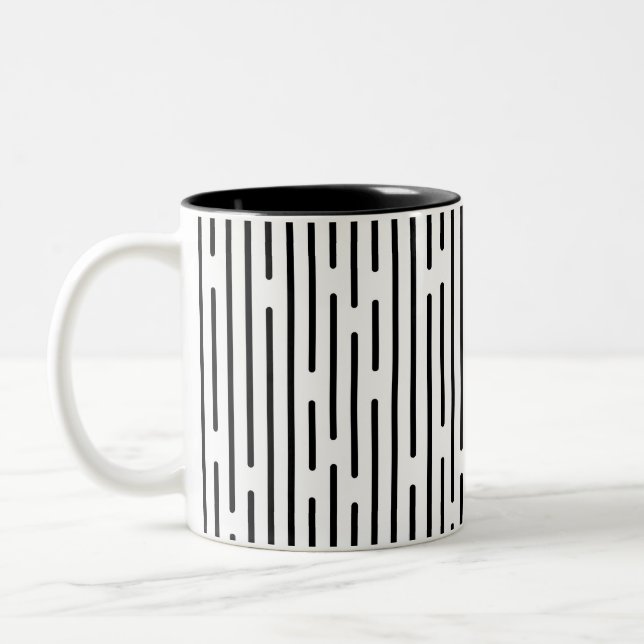 Black Line Geometric Pattern Två-Tonad Mugg (Vänster)
