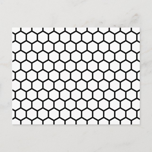 Black Line Honeycomb Bee Hive Hexagonal Mönster Vykort (Framsida)