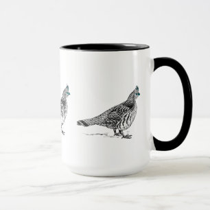 Black Line Teckning- Grouse Bird Mugg