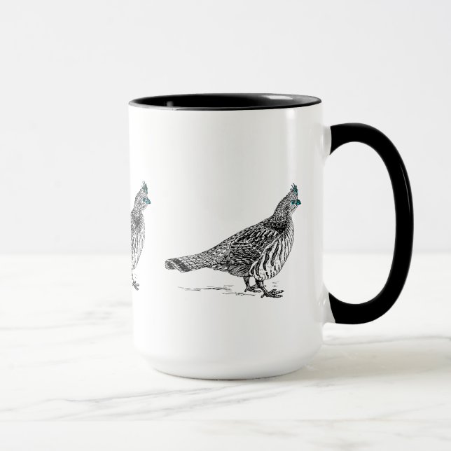 Black Line Teckning- Grouse Bird Mugg (Höger)