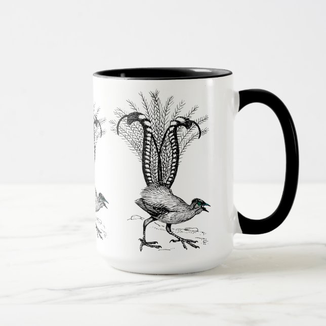 Black line teckning- Lyre Bird Mugg (Höger)