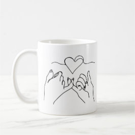 Black Lineart Hand Valentine Day Mugg