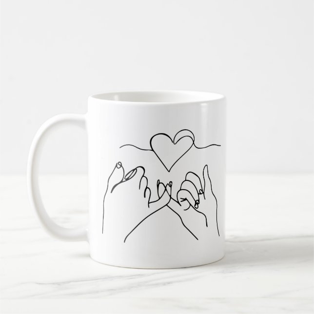 Black Lineart Hand Valentine Day Mugg (Vänster)