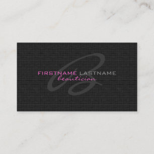 Black Linen Burlap Struktur Beautician Card Visitkort