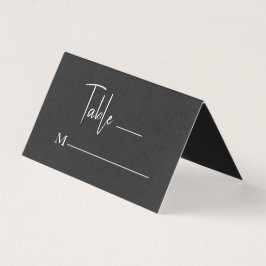 Black Linen Simple Black Script Bröllop Place Card Visitkort