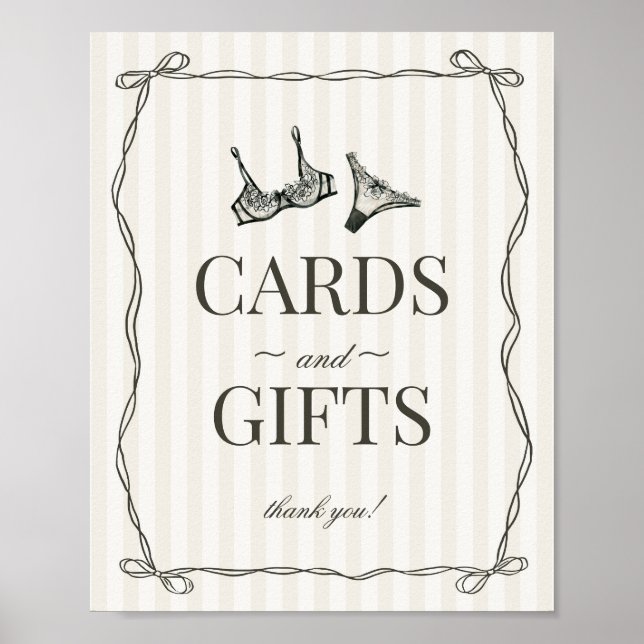 Black Lingerie Bachelorette Cards och Gifts Sign Poster (Framsidan)
