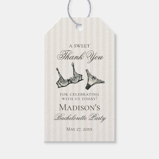 Black Lingerie Shower Bachelorette Möhippa Favor Presentetikett (Framsidan)