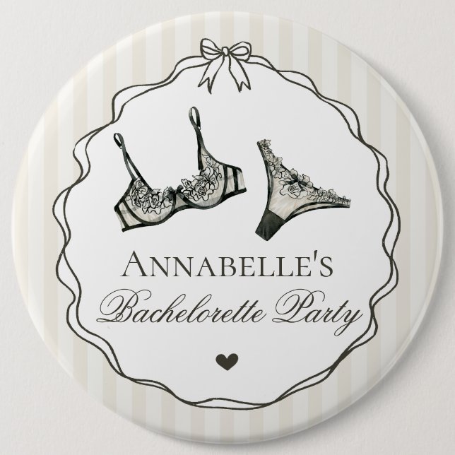 Black Lingerie Shower Bachelorette Party Favor Knapp (Framsida)