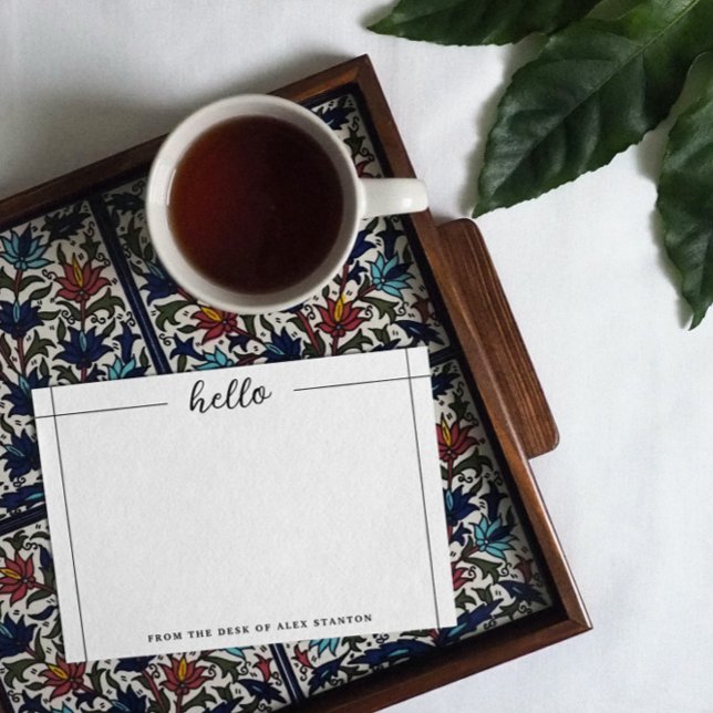 Black Linjer Hej från skrivbordet Anteckningskort (Skapare uppladdad)