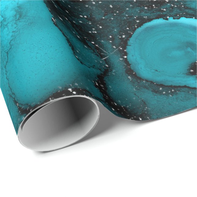 Bläck Liquid Paint Blue Sapphire Black Glam Presentpapper (Rullad Hörn)