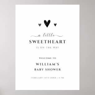 Black Little Baby Baby Shower Poster