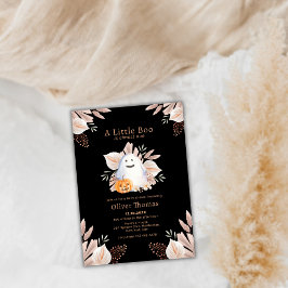 Black Little Boo Boho Ghost Halloween Baby Shower Inbjudningar