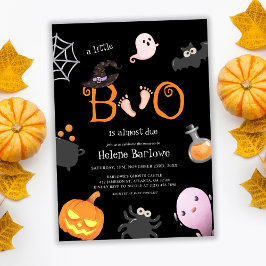Black Little Boo Halloween Spooky Baby Shower Inbjudningar