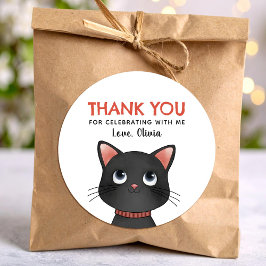 Black little kitten thank you runt klistermärke