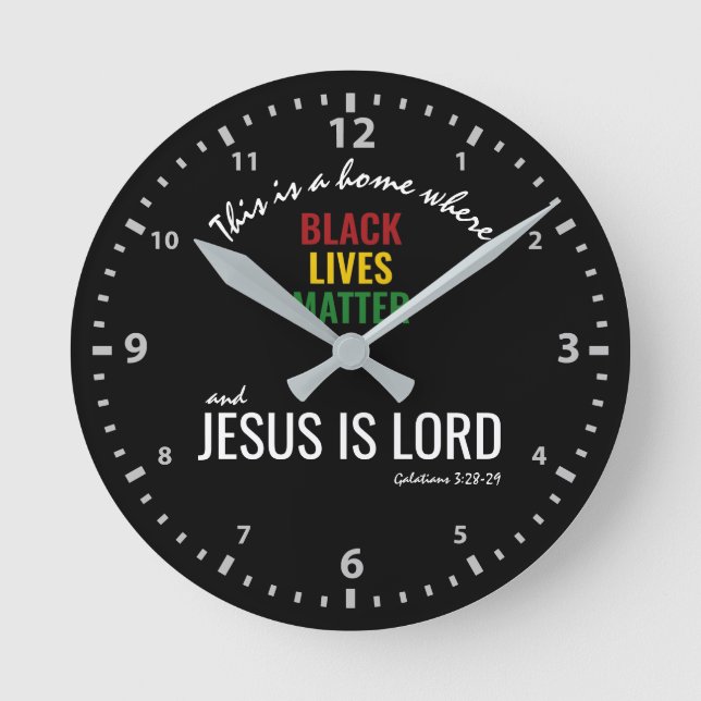 BLACK LIVES ÄRENDE | JESUS ÄR LORD | Christian BLM Rund Klocka (Framsida)