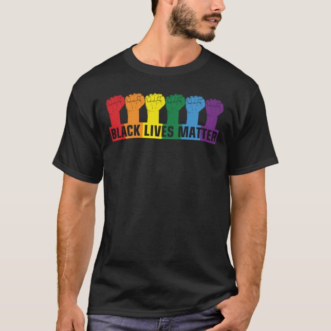 BLACK LIVES - BLM Rainbow T Shirt (Framsida)