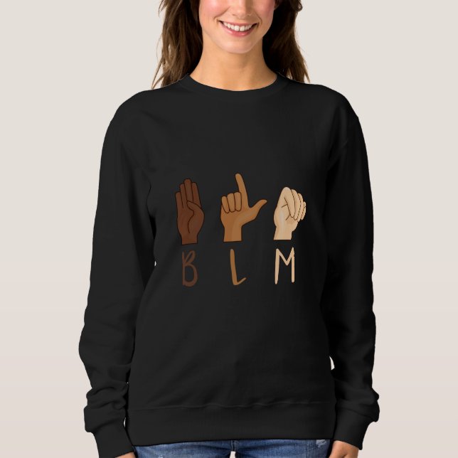 Black Lives Matter ASL-teckenspråk BLM T Shirt (Framsida)