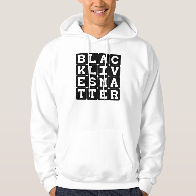 Black Lives Matter BLM i fyrkantigt mönster Hoodie (Framsida)