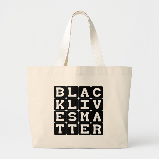Black Lives Matter BLM i fyrkantigt mönster Jumbo Tygkasse (Framsidan)