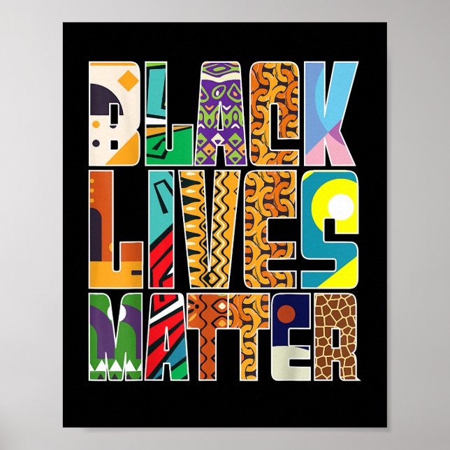 Black Lives Matter BLM Mural Art Black H Poster (Framsidan)