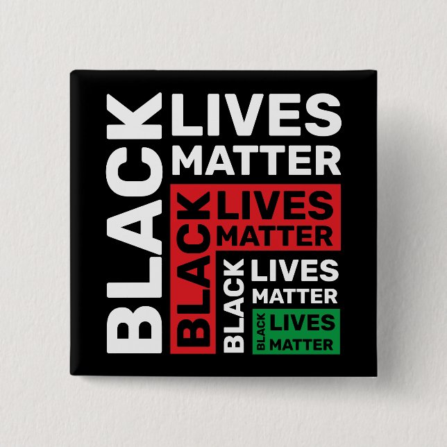 Black Lives Matter BLM Red Grönt Black Typography Knapp (Framsida)