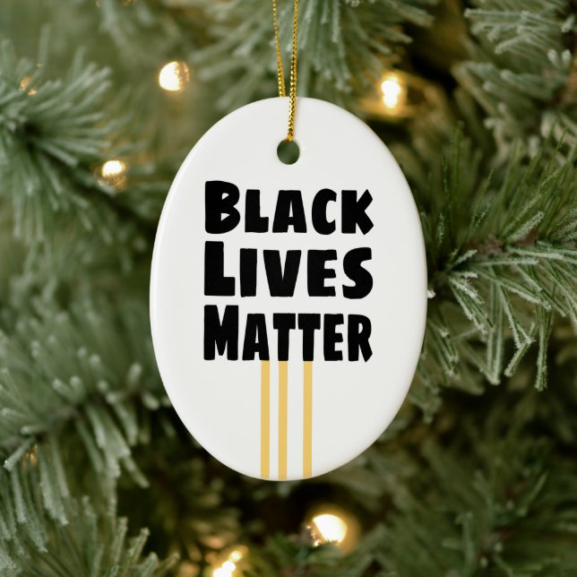 Black Lives Matter BLM tre Gulter Rand Julgransprydnad Keramik (Träd)