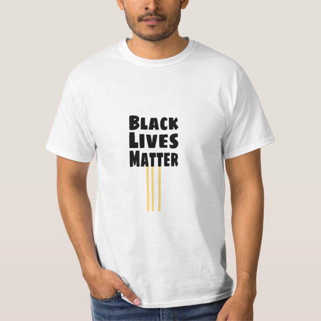 Black Lives Matter BLM tre Gulter Rand T Shirt (Framsida)