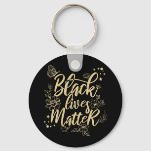 Black Lives Matter   Elegant Black och Guld BLM Nyckelring