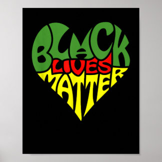 Black Lives Matter Heart Graphic Pan African Flagg Poster