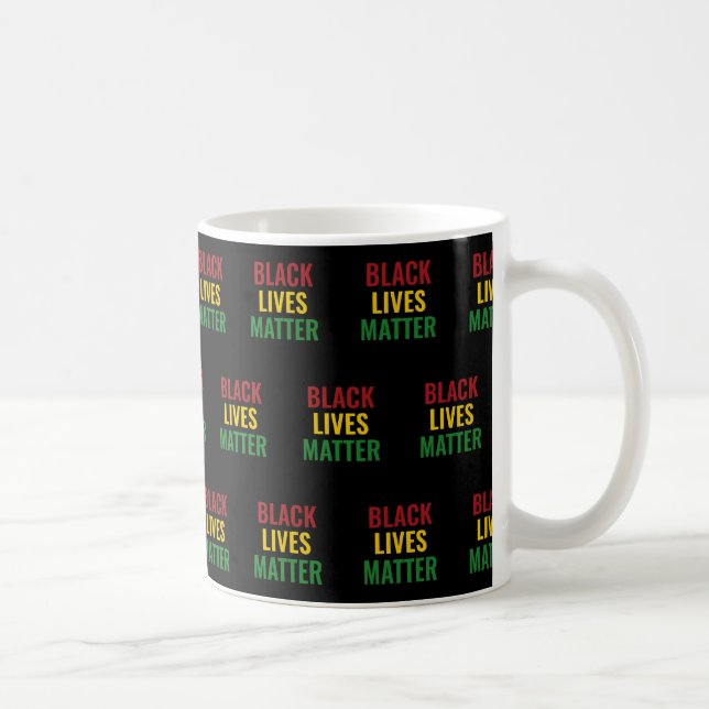 BLACK LIVES MATTER Red Gult Grönt BHM BLM Kaffemugg (Höger)