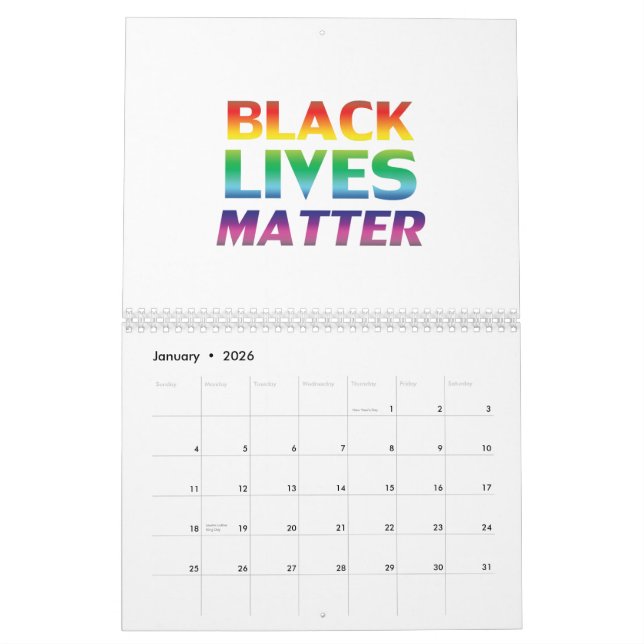 Black Lives Matter regnbåge pride modern typografi Kalender (Jan 2026)