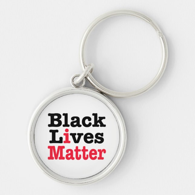 Black Lives Matter Rund Silverfärgad Nyckelring (Framsidan)